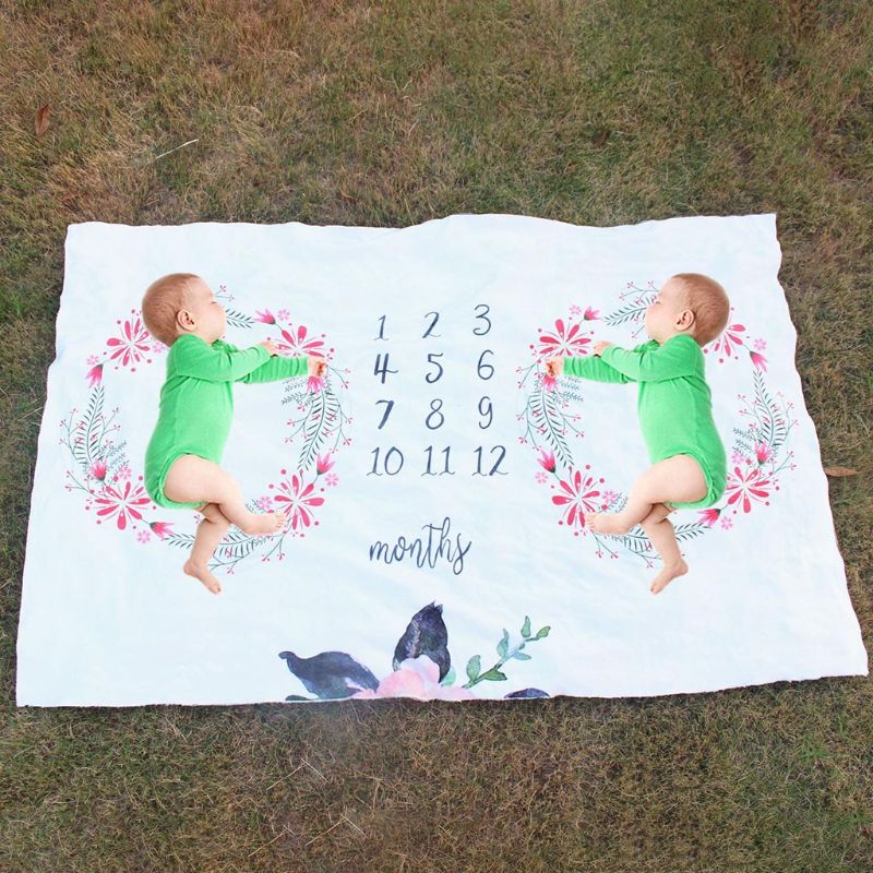 Stor størrelse baby milepæl flanel tæpper nyfødt baby tæppe månedlige børn tvillinger fotografering rekvisitter super bløde 150 x 100 cm