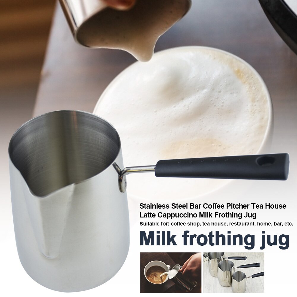 Restaurante Cappuccino Latte, herramientas de Barista, barra de soldadura, casa de té, jarra de espuma de leche, jarra de café de acero inoxidable cepillado para el hogar: 350ml