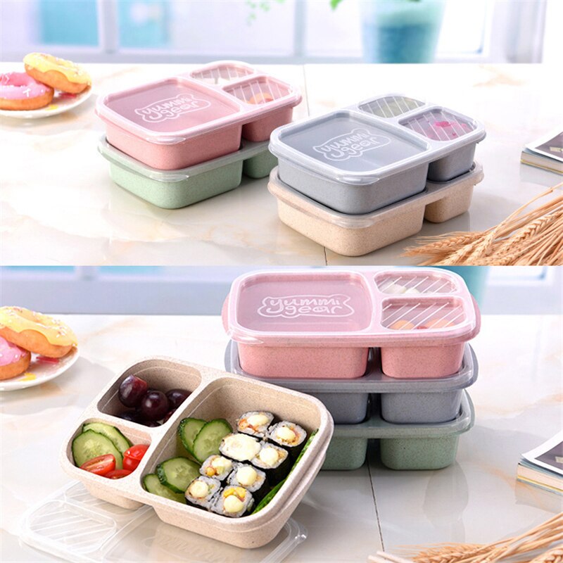 Vogvigo 1Pc Herbruikbare Tarwe Magnetron Picknick Sushi Fruit Opbergdozen Case Container Organizer Lunch Bento Box Voedsel Container