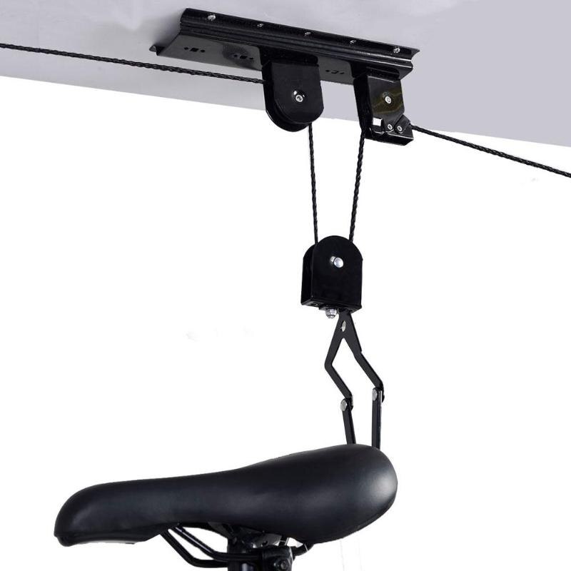 Strong Bike Bicycle Lift Ceiling Mounted Hoist Storage Garage Hanger Pulley Rack Metal Lift Assemblies ciclismo bicicleta