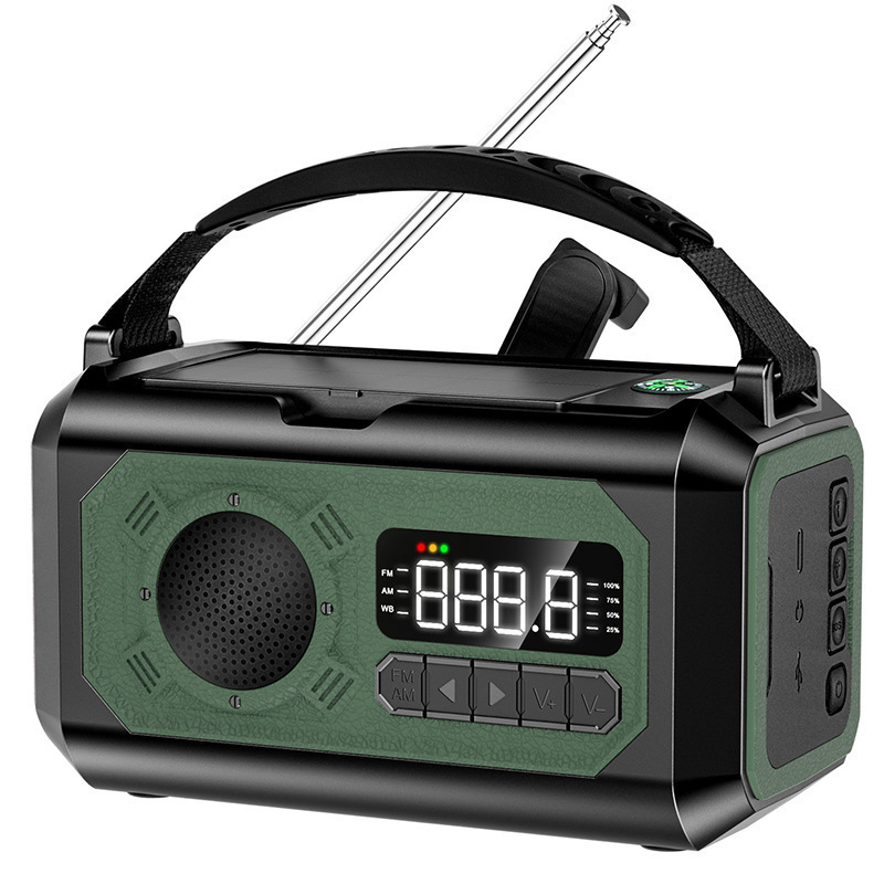 Radio de emergencia portátil AM/FM/NOAA de 12000mAh con 2 paneles solares Radio meteorológica de manivela con linterna para supervivencia al aire libre: Azul
