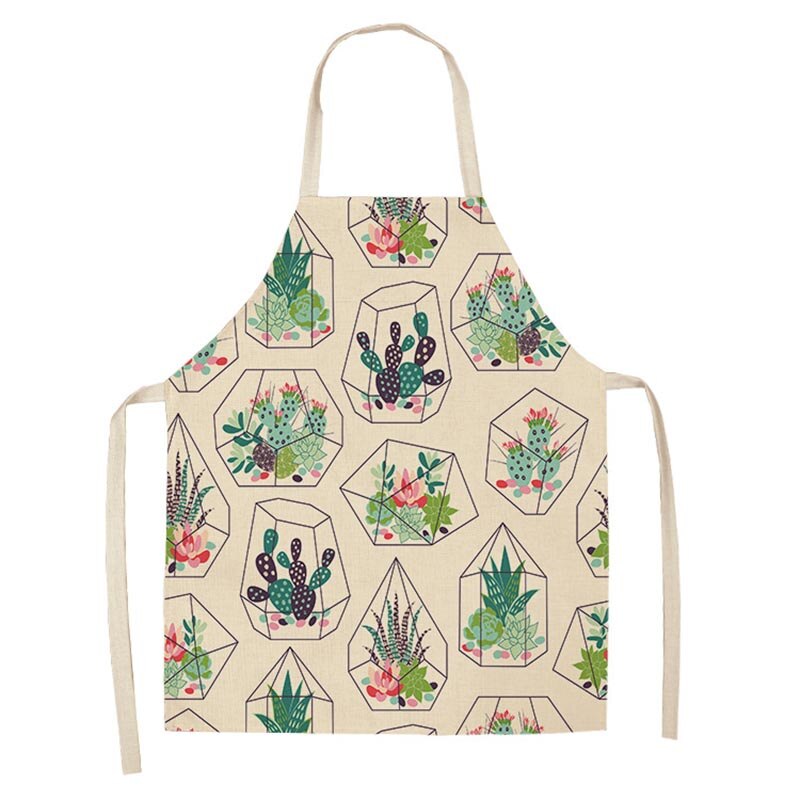 Tablier de cuisine anti-salissure | Imprimé de Cactus, coton et lin, sans manches, hommes et femmes, tabliers de cuisine, Chef accessoires de cuisine 68*55cm 0013: 1
