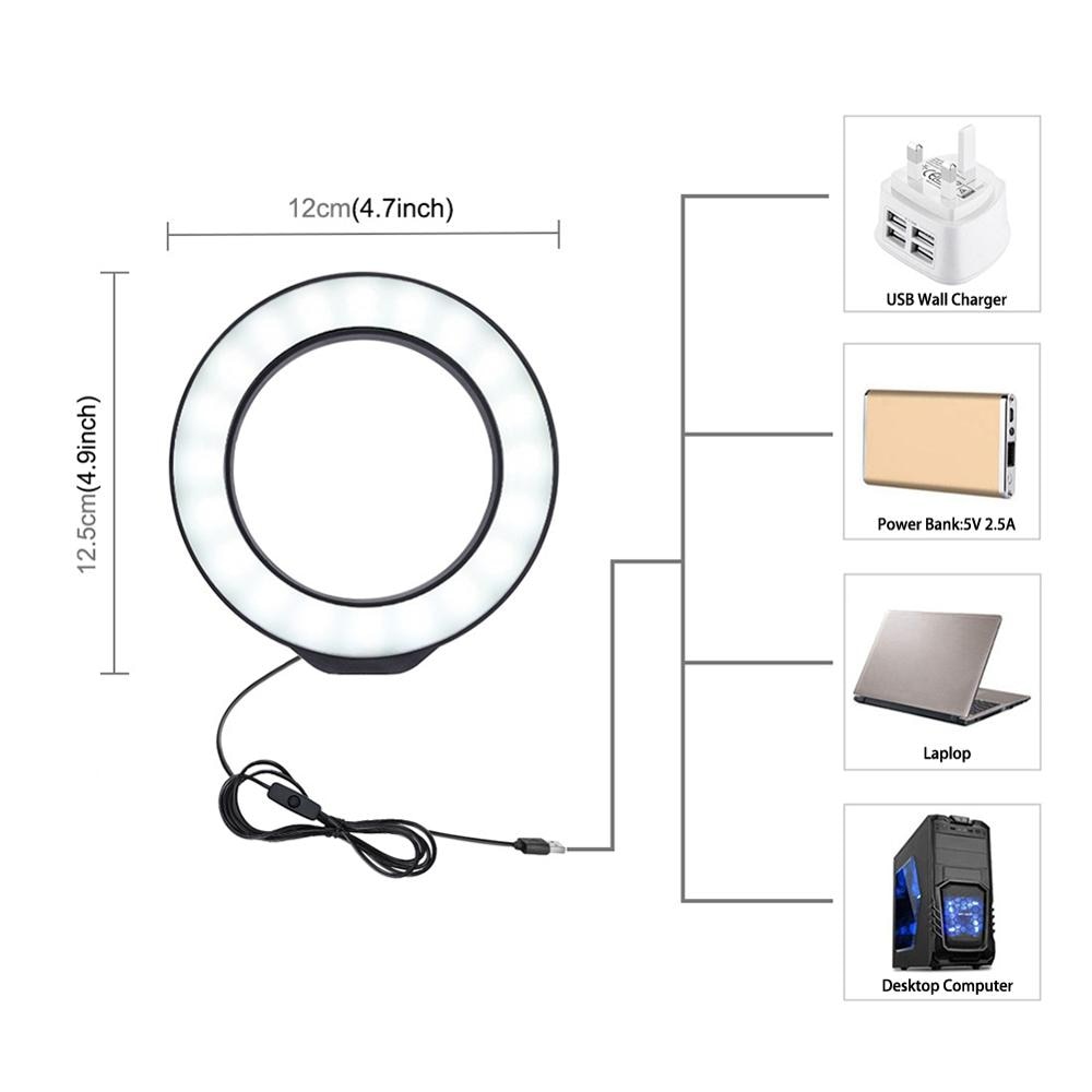 4.7 tuuman 12cm tuuman usb led-rengasvalo vloggaus valokuvaus videovalot led-kameran selfie-valorengas suora lähetys videokuvaus