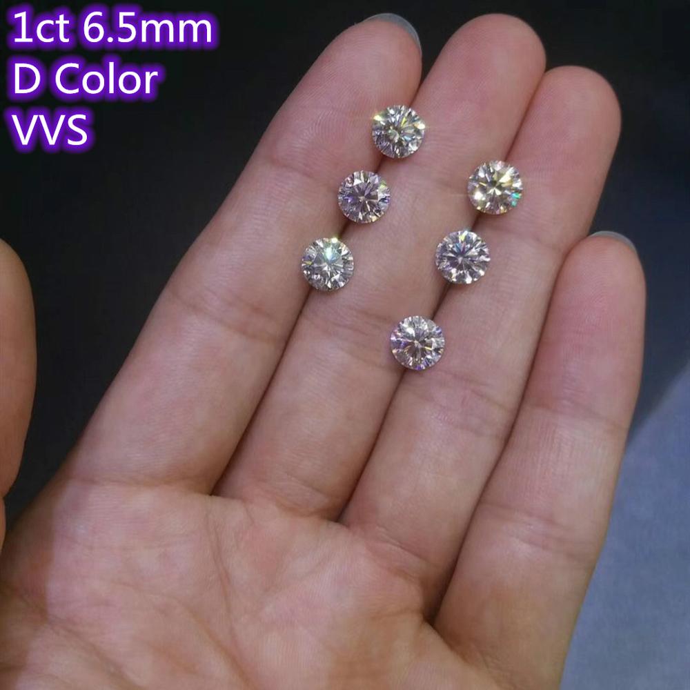 Round Brilliant Cut 6.5mm 1ct Carat D Color Moissanites Loose Stone Diamond Ring Jewelry Pendant Earrings Material