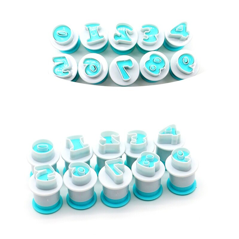DIY Bakken Craft Accessoires Bovenste & Kleine Letters Alfabet Nummer Cake Biscuit Bakken Tool Decorating Fondant Mold Set: 10pcs Numbers