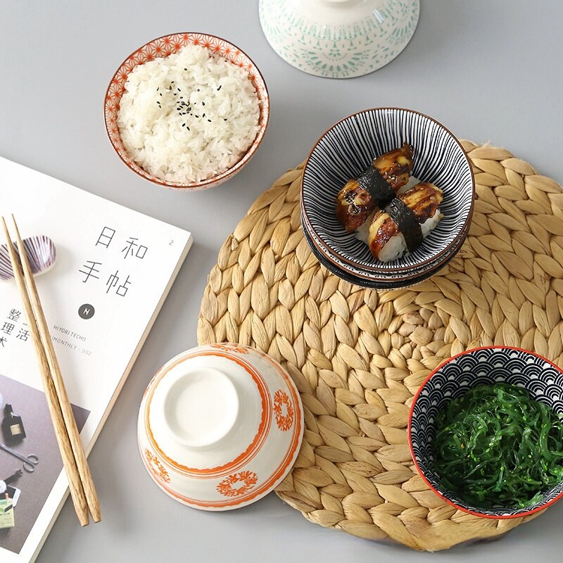 Bol à riz fileté de 4.5 pouces, petit bol de ménage à salade en céramique de Style japonais vaisselle accessoires de cuisine bol Ramen