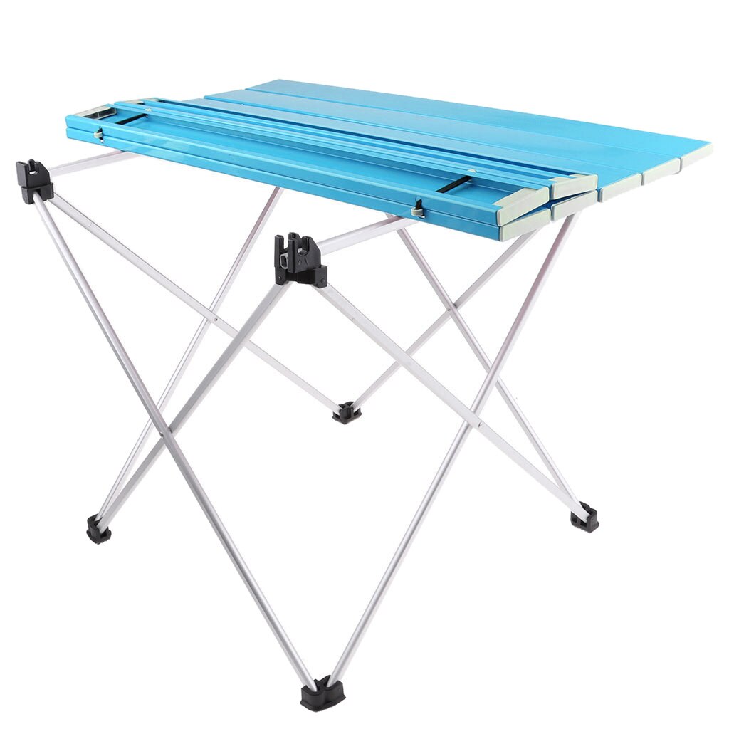 Outdoor Aluminium Foldable Picnic Camping Desk Table Ultralight Compact Size with Storage Pouch for Tailigating Backyard Fishing: Blue 56.5x40.5x41cm