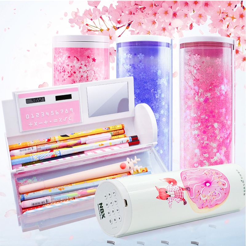 Password Pencil Case Pencil Box Cartoon Pattern Pen Holder Large Capacity Stationery Coded Lock Home Office School Storage Bag