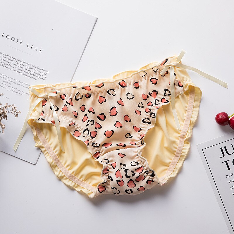 Culotte japonaise en soie glacée, produit, imprimé fraise, grand nœud, Triangle, en mousseline transparente, pour dames: 04 / M