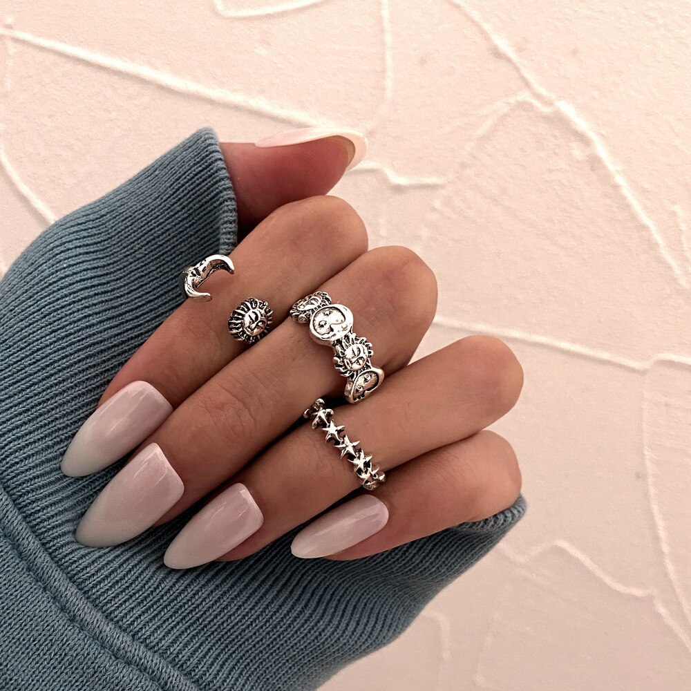 Trend Hip Hop Love Chain Rings for Women Chain Zircon Joint Index Finger Opening Ring Set 2022 Jewelry Trend: style 10