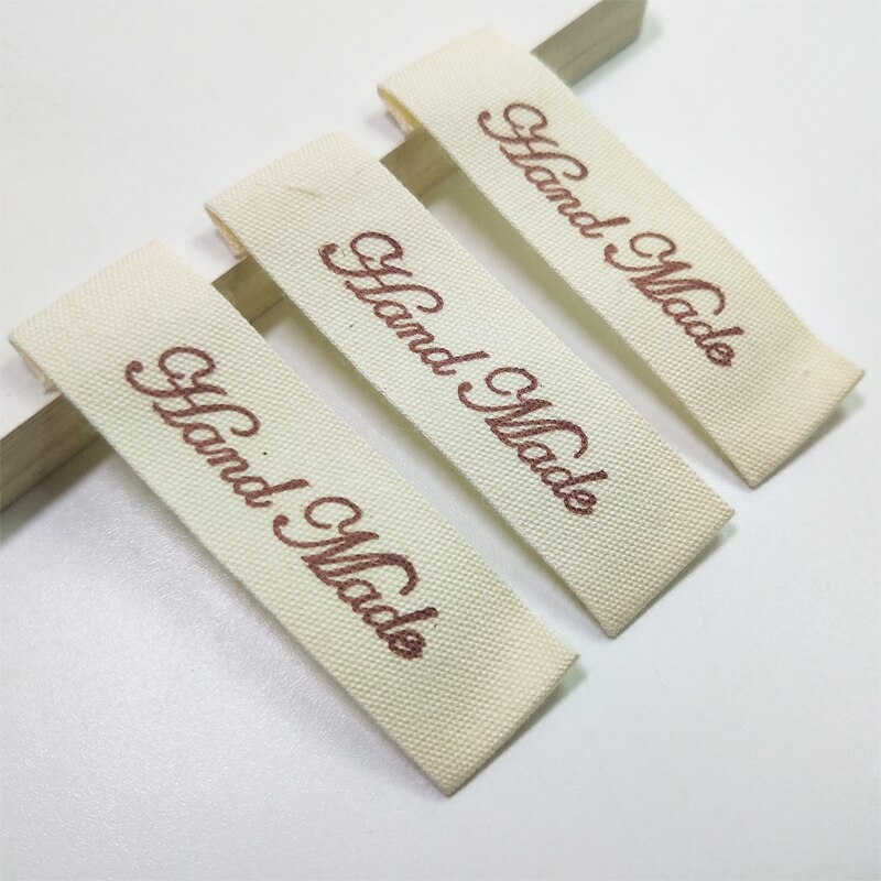 Handgjorda bomullsetiketter för kläder tryck handgjord etikett offwhite plagg taggar anpassade handarbete tyg sy tag