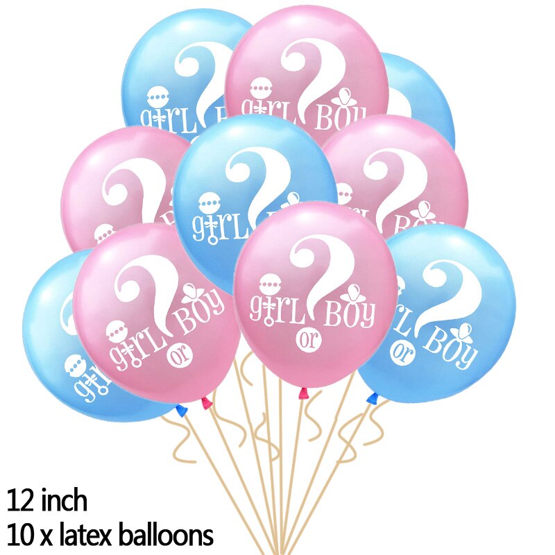 10 st kön avslöja ballonger han eller hon flicka eller pojke mönster latex ballong för baby shower kön avslöja fest dekoration leveranser: B03