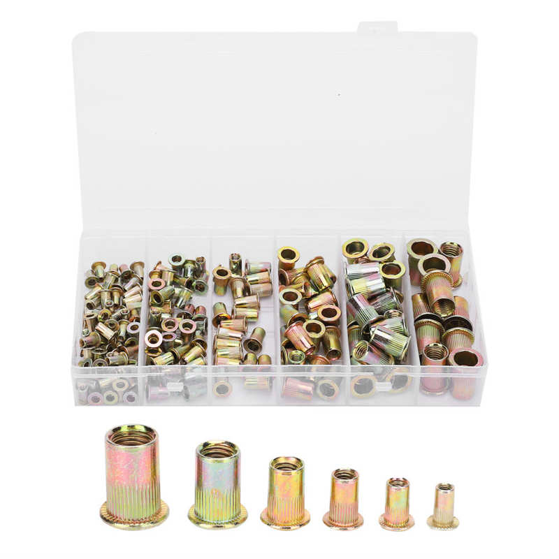 Kit de tuercas de remache de acero al carbono galvanizado tuerca de remache mezcla M3/4/5/6/8/10 inserte Nutserts Kit surtido adecuado para el ajuste de