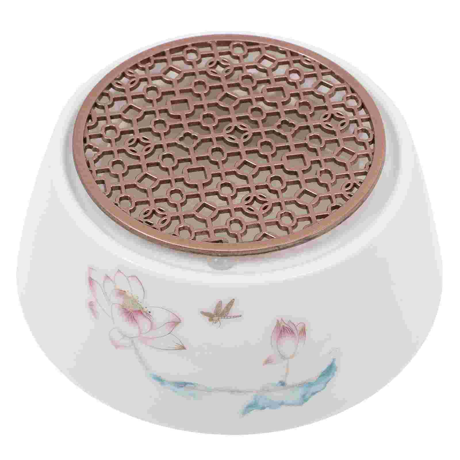 1 Set Flower Pattern Teapot Warmer Ceramic Candle Teapot Heating Base Heater: White 02