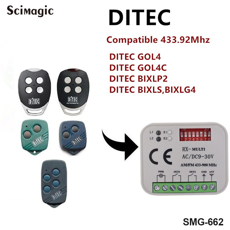 Récepteur de télécommande de porte de garage DITEC GOL4 / 4C / BIXLP2 / BIXLS récepteur d'ouverture 433.92mhz