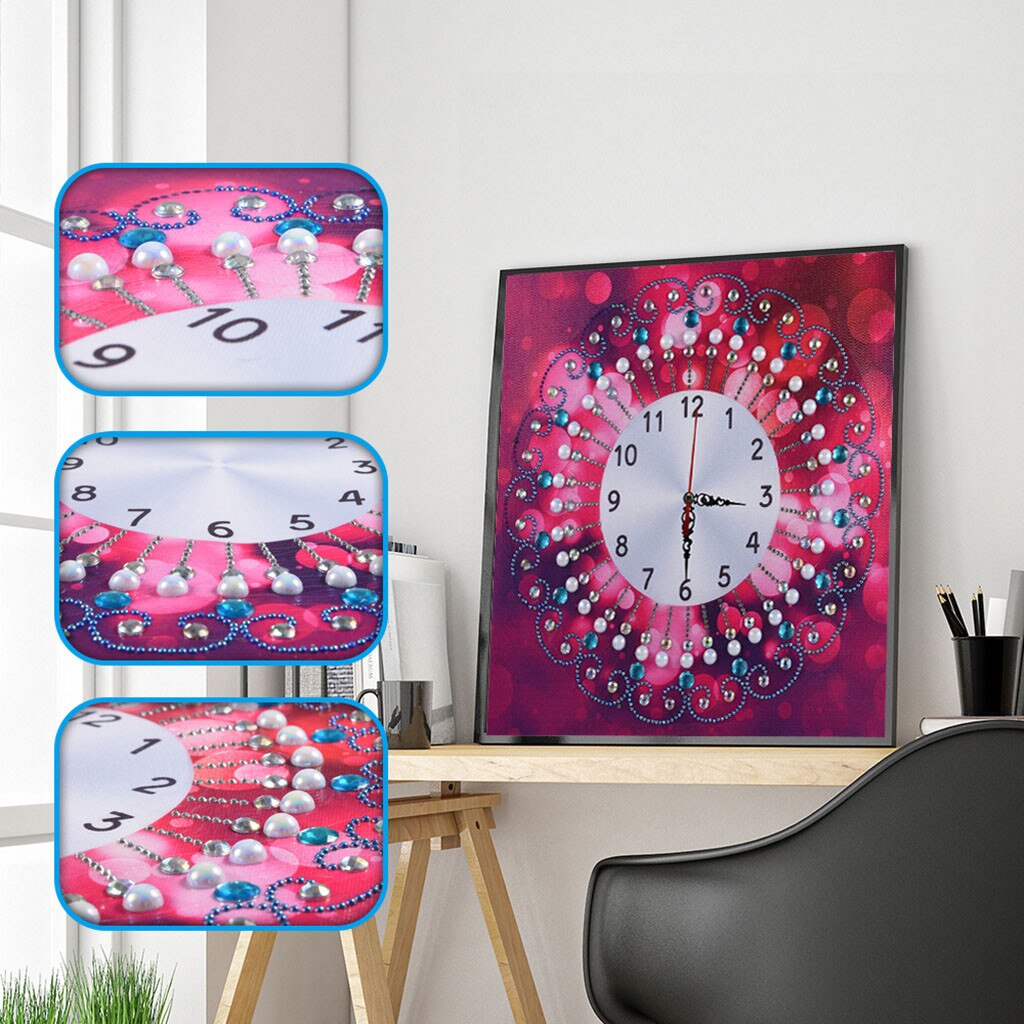 Reloj de pared de punto de cruz con pintura de diamantes Forma especial DIY 5D, manualidades con bordado de diamantes, decoración de lienzo, reloj, recién llegado 325