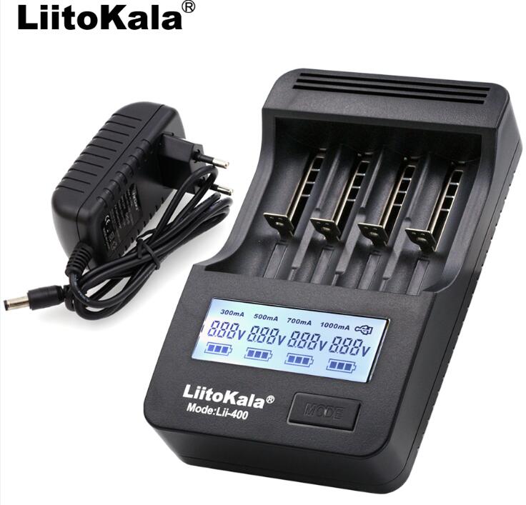 Liitokala Lii-500 Lii-402 Lii-202 Lii-100 Lii-400 wielofunkcyjne 18650 26650 21700 17355 18350 14500 AA ładowarka robić baterii AAA: Lii-400 i adapter