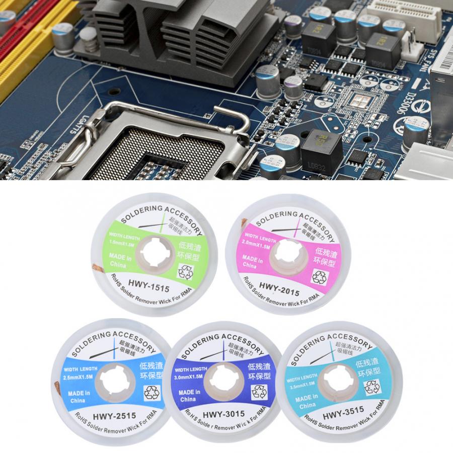 Solder wick 5Pcs Soldering Wick Desoldering Wire Braid Solder Remover Sucker 1.5m Soldering wire roll