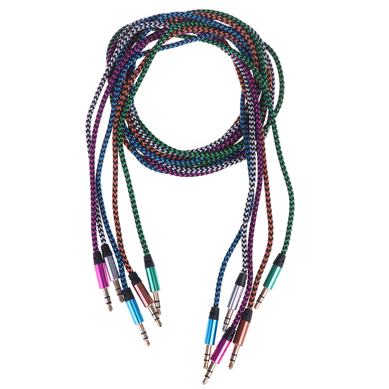 1m Aux Cable Male to Male Cloth Audio Aux Cable Gold Plug Car Aux Cord Nylon Jack Audio Cable 3.5 mm to 3.5mm