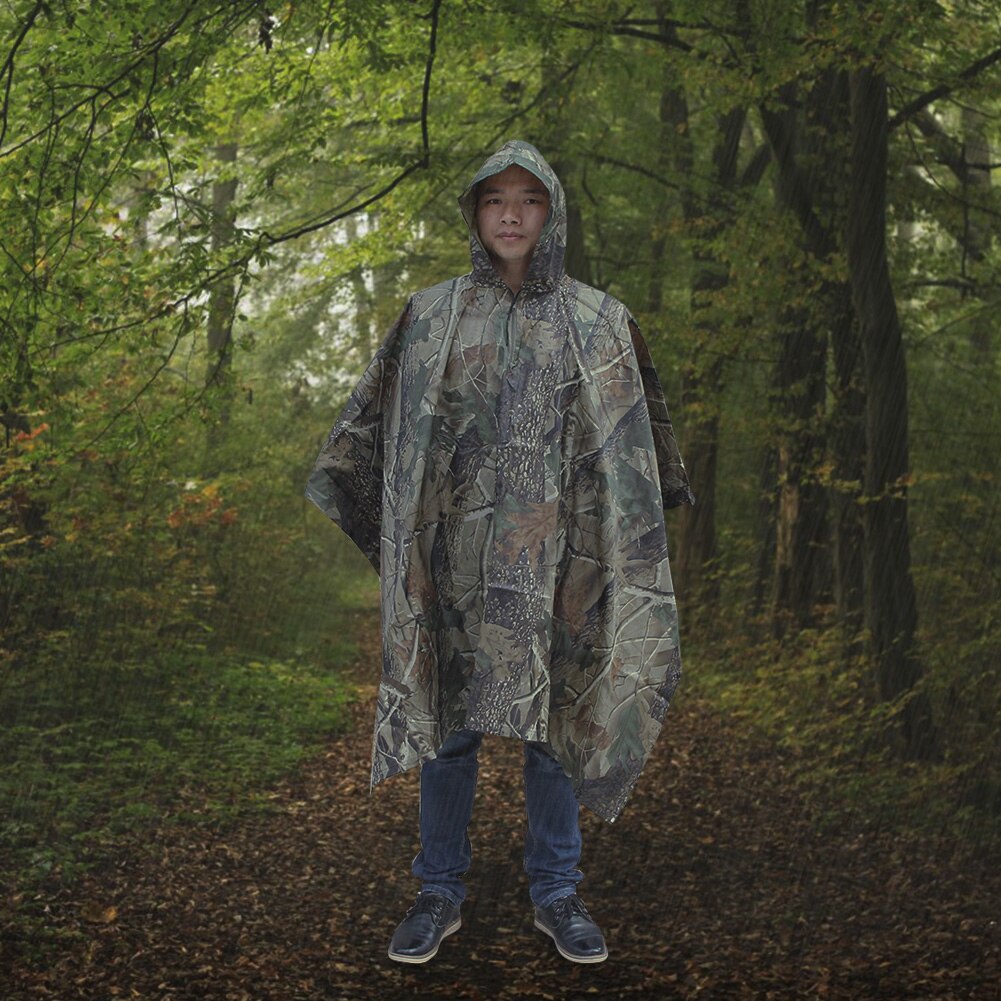 3 in 1 Raincoat Backpack Rain Cover Rain Coat Hood Hiking Cycling Rain Cover Poncho Waterproof Tent Outdoor Camping Tent Mat