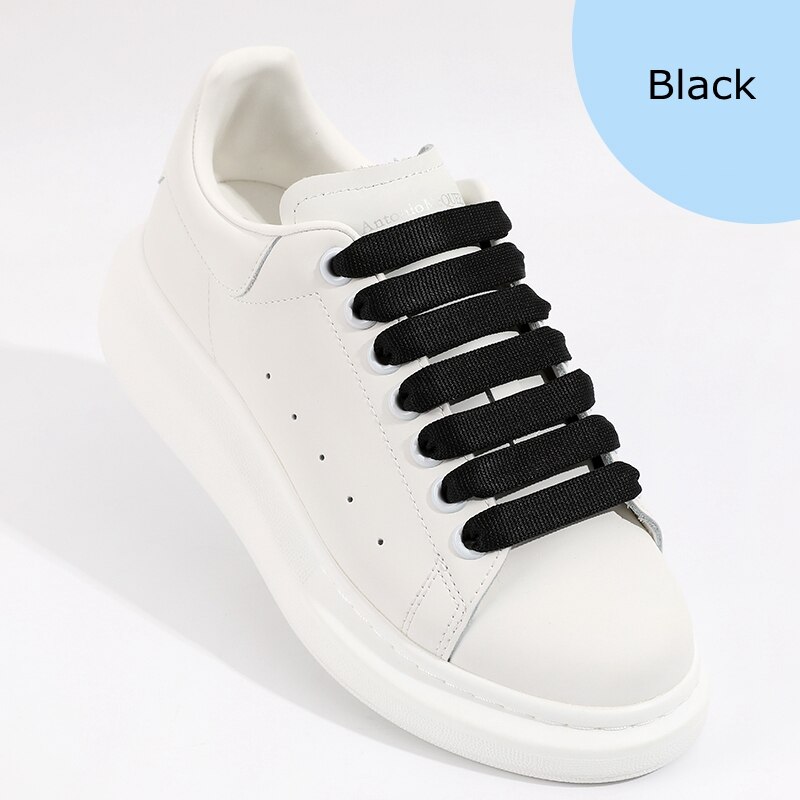 1 para tęczowe sznurowadła MCQ klasyczne codzienne białe buty płaskie sznurowadła precyzyjne tkactwo Unisex Gradient Shoelace: Black / 140 CM