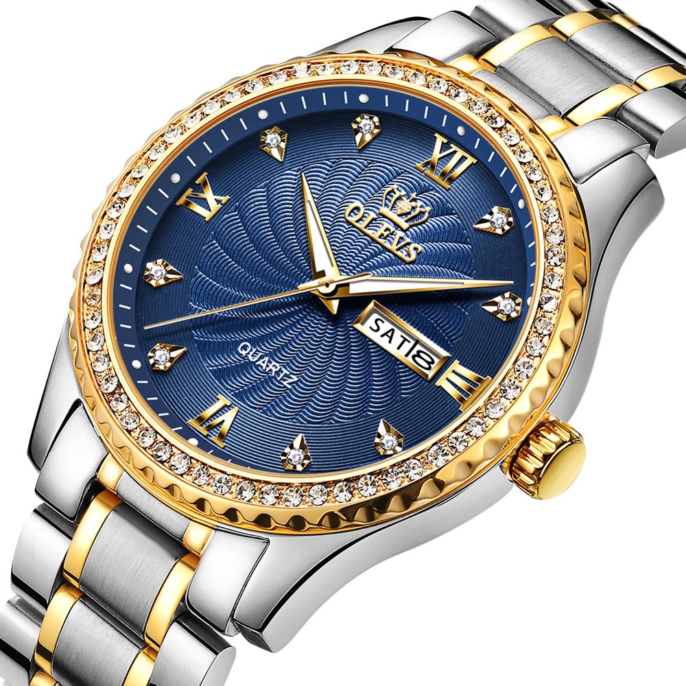 Montre de luxe pour hommes, de luxe, en or, 18k: Bleu