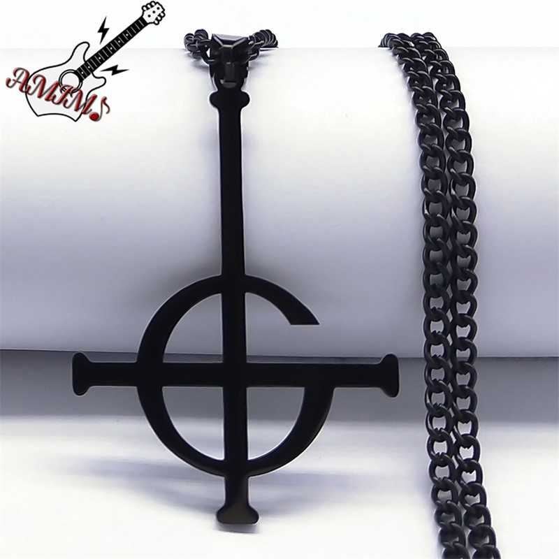 Collar con colgante sin nombre Ghost BC para mujeres y hombres, banda de Ghoul negra de acero inoxidable, cadena con símbolo de Papa Emeritus, joyería N643S06