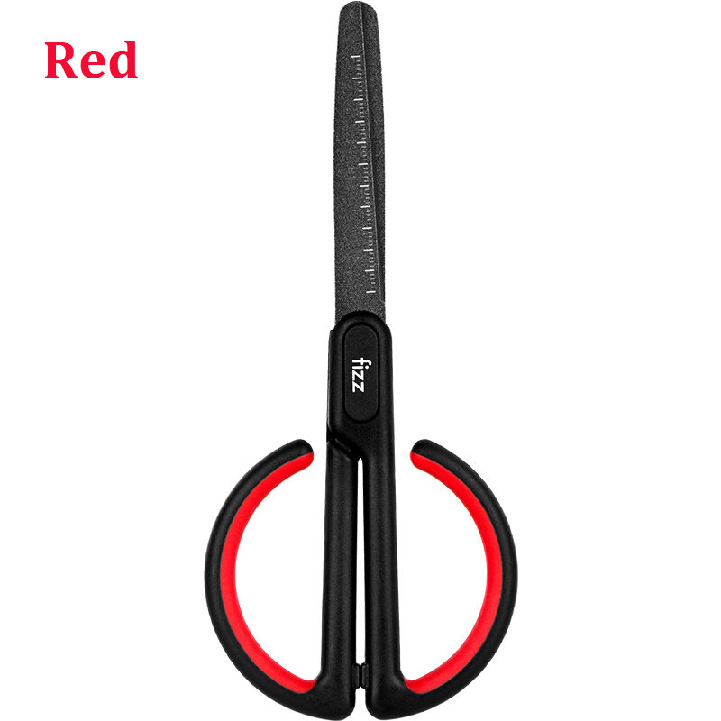 Fizz Anti-Stick With Scale Scissors Household Office School Antirust Hand Shear For DIY, Tape,Paper Shears Crop Tool 6 Colors: Red