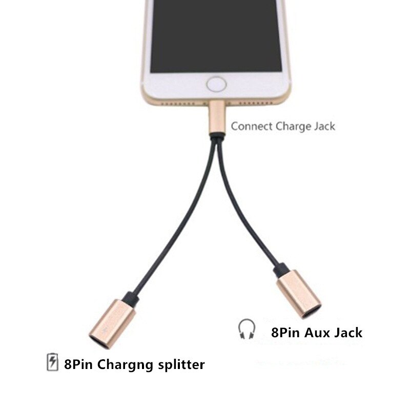 For Apple to Dual 8Pin Adapter For iPhone 11 8 Plus XSMax XR X SE 12 Headphones Charger Splitter Cables Dispenser Connector