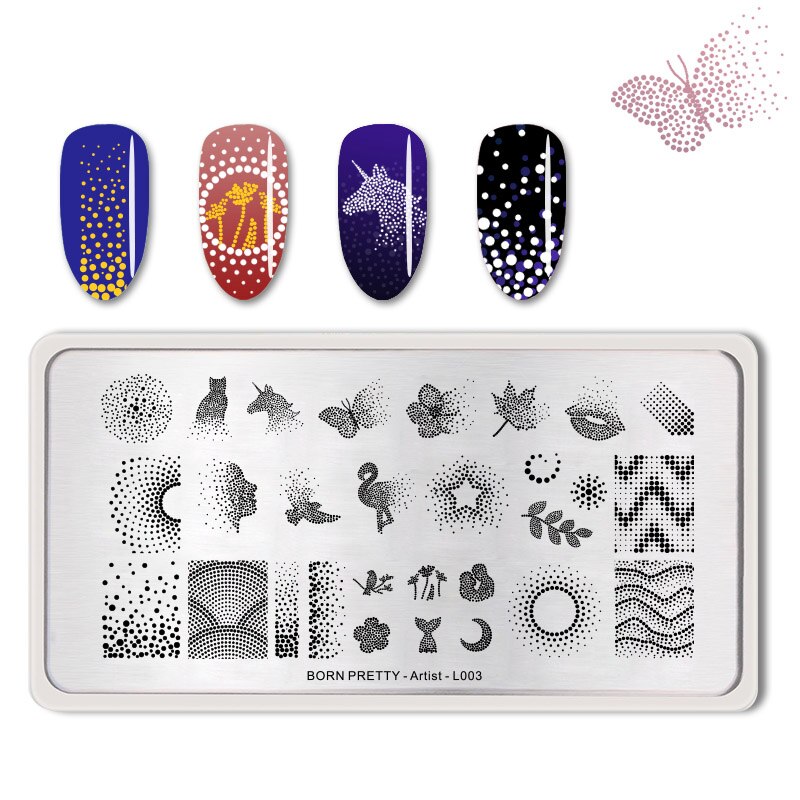 Geboren Pretty Nail Stempelen Platen Rechthoek Beauty Multi-Stijlen Nail Art Stamp Image Template Stencils Voor Nagels Afdrukken: Artist-L003