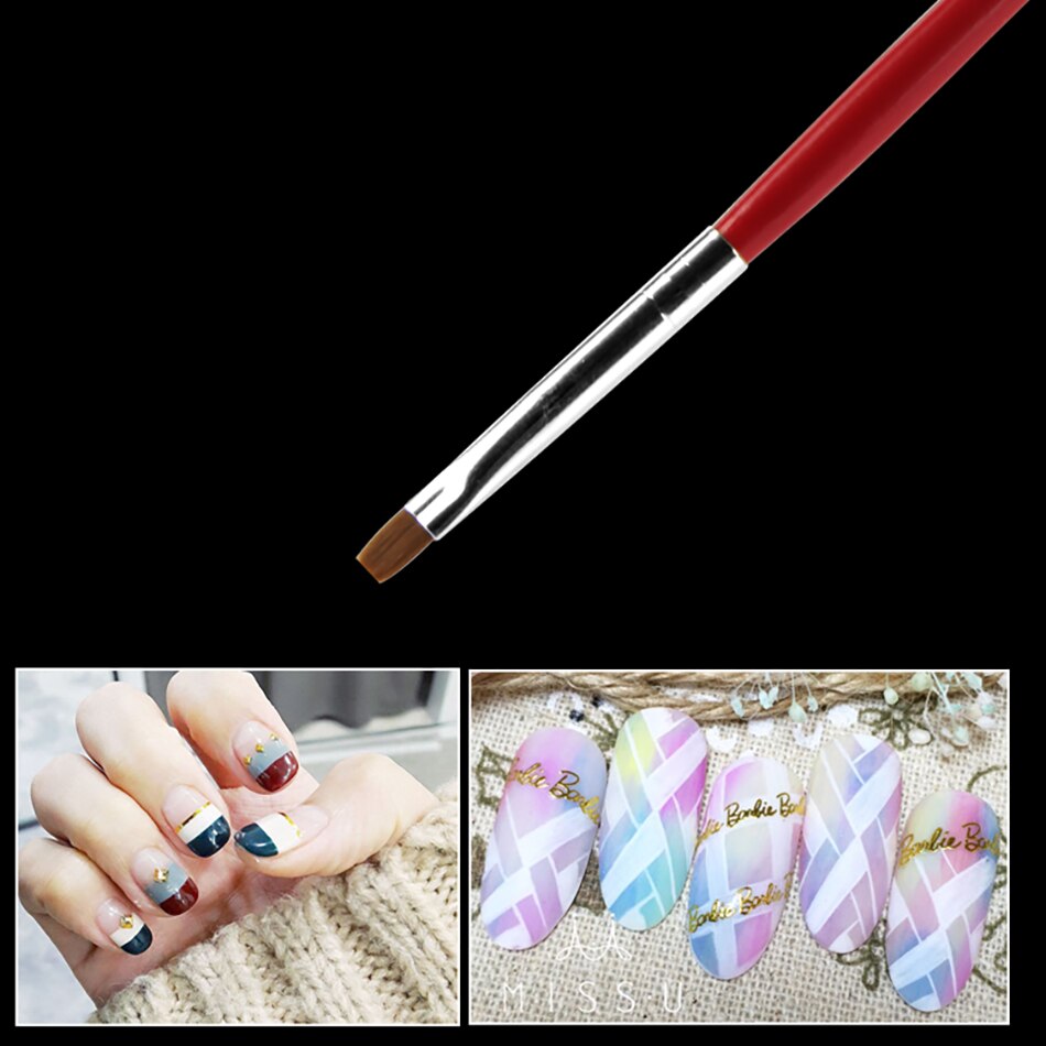 Rohwxy spets nagelborste handtag halvmåne form akrylmålning ritning penna blomma ritning manikyr nail art verktyg