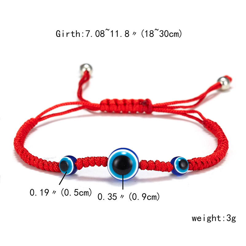 9 estilos trenzado suerte cordel rojo mano de Hamsa encanto pulsera maldito azul ojo perlas pulsera de joyería de amistad para los hombres y las mujeres: 3 eyes