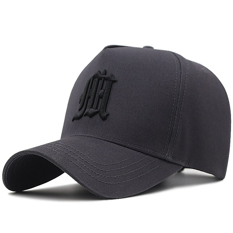 Volwassen Vier Seizoenen Hoge Top Katoen Big Size Baseball Cap Man Vrouw Plus Size Snapback Hoed 56-60cm 60-65Cm: gray black / M 56-60cm