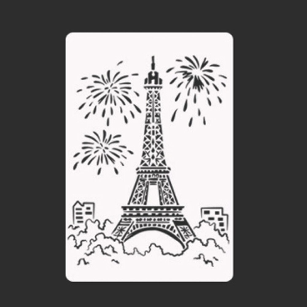 Hollow Flower Template DIY Architecture Series Painting Template Openwork City A4 Lace Ruler Template Student Supplies: Eiffel Tower