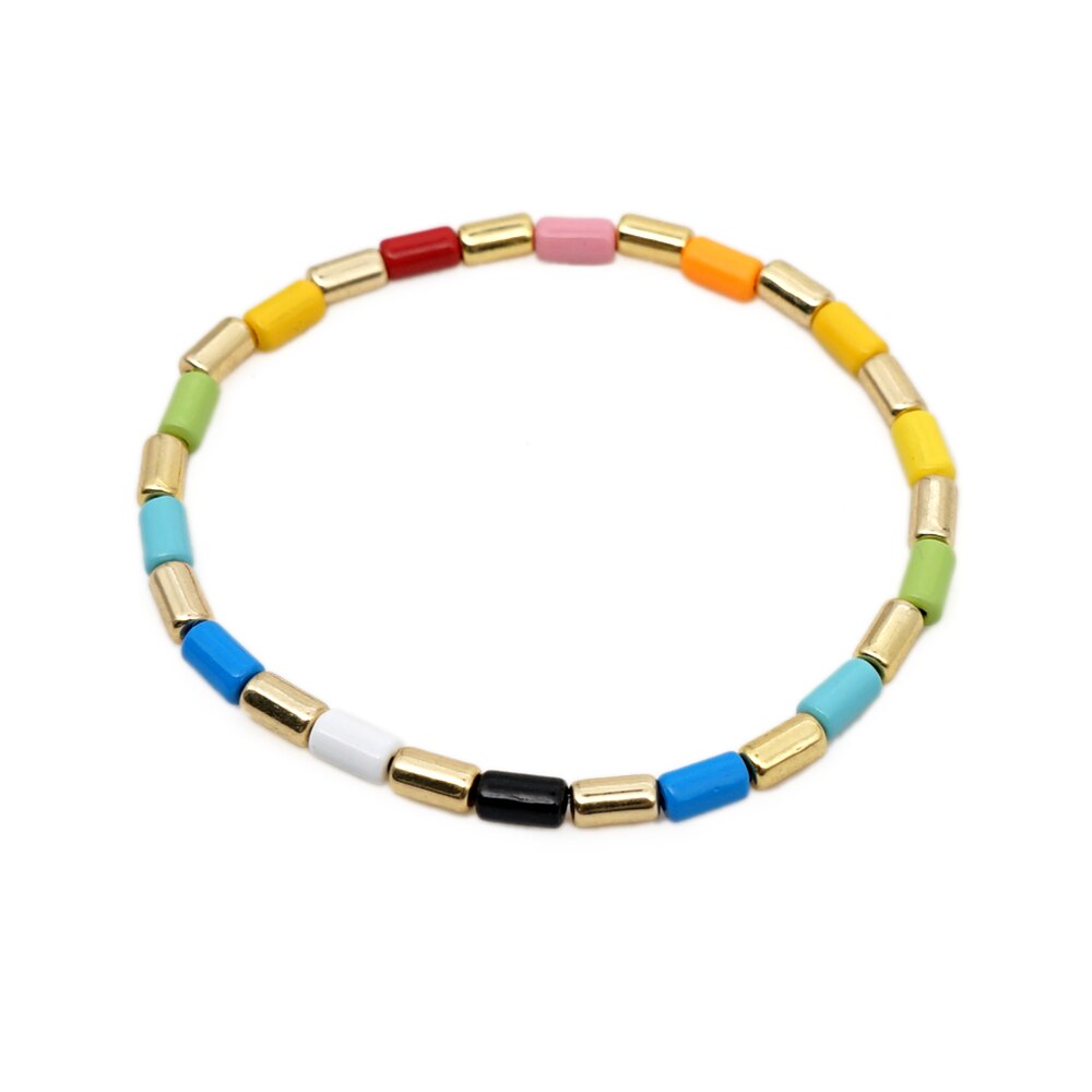 Shinus Rainbow Bracelet For Women Boho Jewelry Summer Jewellry Enamel Tile Bracelets Multicolor Accesorios Armband: RO-B200042A