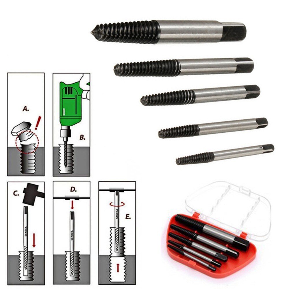5pcs/lot Screw Extractors Damaged Broken Screws Removal Tool Used in Removing the Damaged Bolts Drill Bits