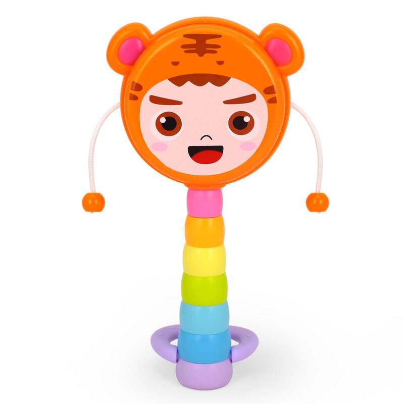 HOLA 969 bébé enfants dessin animé en plastique chinois traditionnel hochet tambour Spin fun jouets main cloche musique jouets