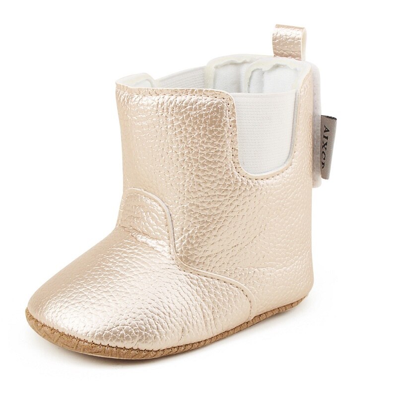 Herfst winter effen pu leren baby mocassins laarzen voor babymeisjes jongens eerste loopschoenen laarzen 0-18 maanden: Goud / 2
