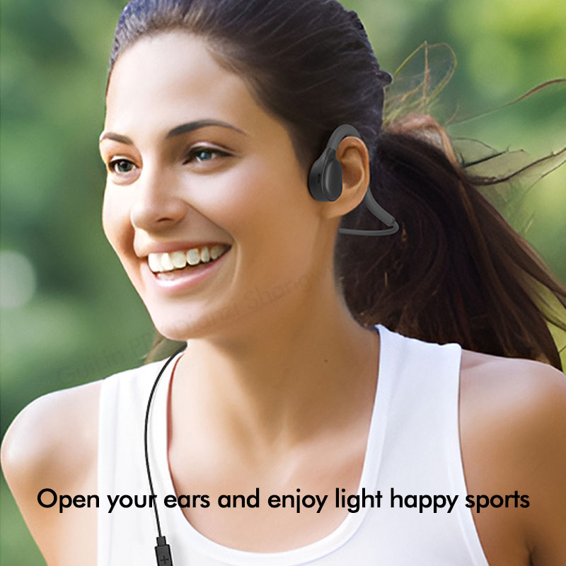 Air Conduction Wired Headphones C Open-Ear 3.5mm Audio Jack Noice Reduction Earbuds with Microphone for Mobile Phone Notebook PC