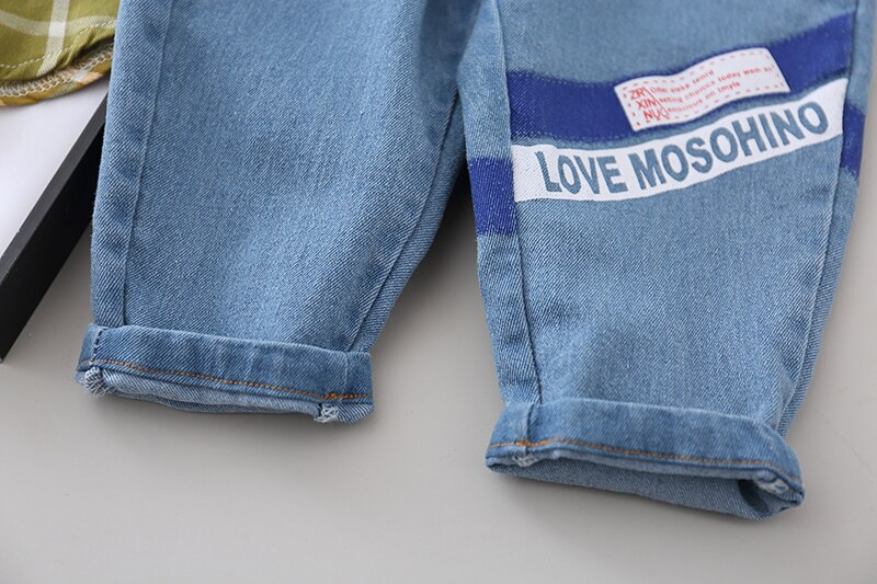Pantalones de de primavera y otoño para niños y niñas, pantalones de costura con las letras Baby para niños, pantalones vaqueros casuales para niños