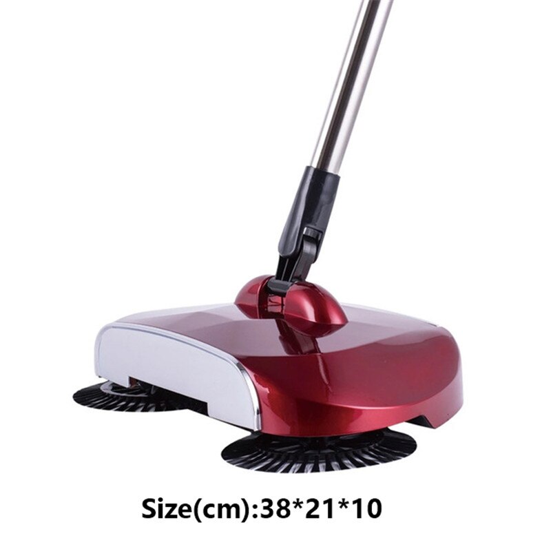 Automatische Veegmachine Machine Hand Push Magische Bezem En Stoffer Set Dweilen Machine Rvs 3 In1 Household Cleaning Tools: Rose red and bright