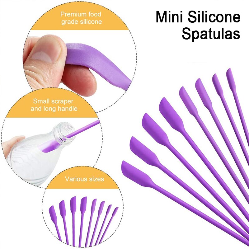 4 Stuks Mini Siliconen Spatels Keukengerei Voor Dunne Jar Skinny Openingen Flessen Tiny Schraper Cosmetische Schrapen Mengen Gereedschap