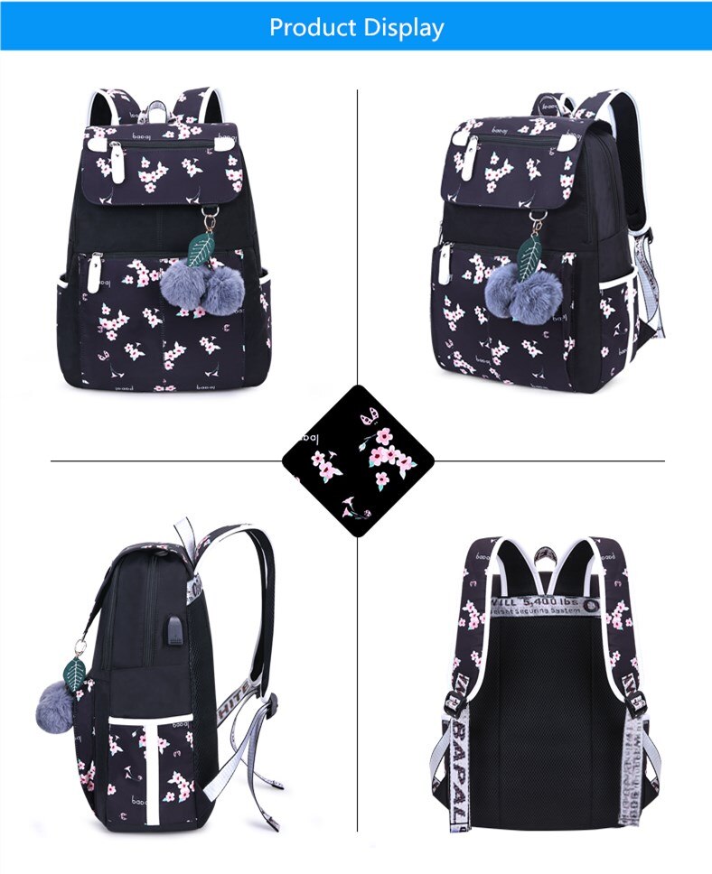 Fengdong-mochila escolar floral para niños, mochilas de escuela para niñas, estudiantes y niñas, pluma bonita, Juego de lápices