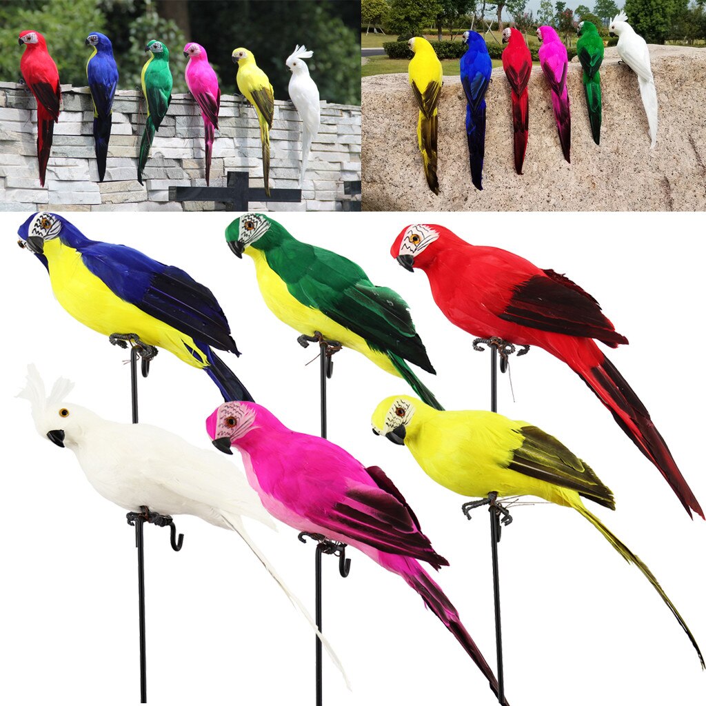 Oiseaux de jardin artificiels colorés | Faux perroquets, modèle d'oiseaux, décoration pour arbre de pelouse et jardin de maison en plein air