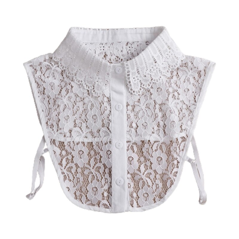 Tatuo 2 Stuks Nep Kraag Afneembare Blouse Dickey Kraag Half Shirts Valse Kraag voor Vrouwen Gunsten - L