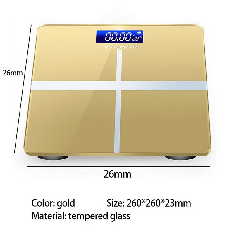 Weighing Scale Body Fat Scale Floor Precise Smart Electronic LED Digital Weight Scale Bathroom Balance Bluetooth APP: gold