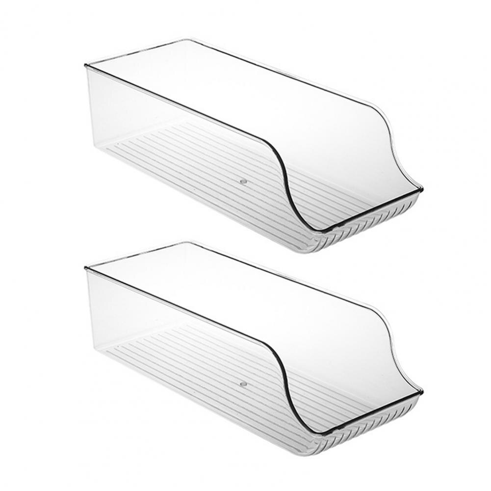 2Pcs Multifunctional Refrigerator Storage Box Transparent Plastic Arc DesignBeer Wine Bottle Storage Rack for Home