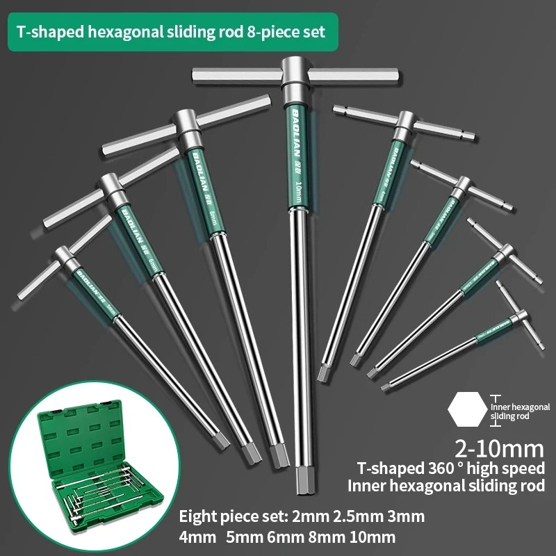 T/L 2.5/3/4/5/6/8/10mm Torx Screwdriver T Type Allen Hex Wrench Chrome Spanner T-shaped Hand Tool Extended T-Socket Wrench: Dark Red
