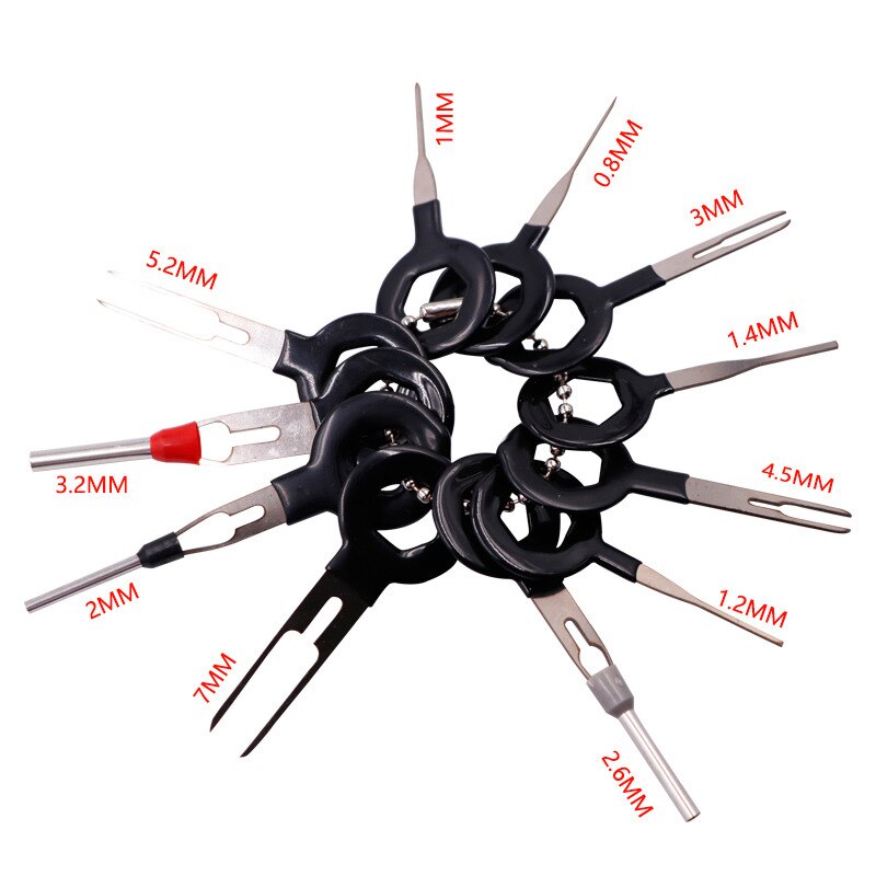 11Pcs Auto Plug Terminal Removal Tool Pin Naald Oprolmechanisme Pick Elektrische Draad Puller Handgereedschap Kit