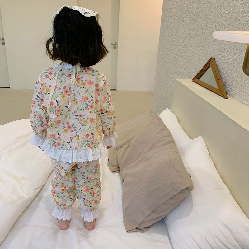 Milancel Lente Meisjes Nachtkleding Print O Hals Lange Mouwen Kinderen Pyjama